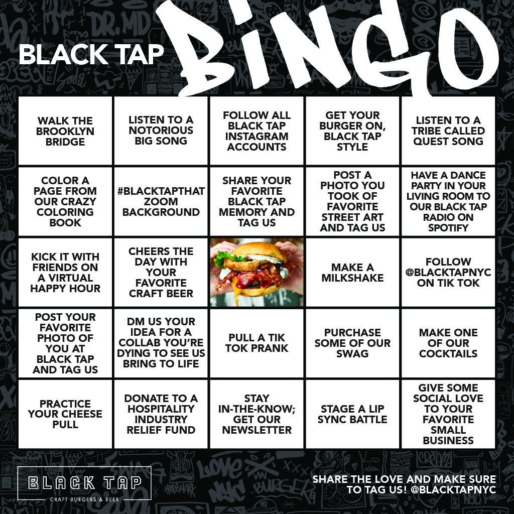 Black Tap Bingo Board