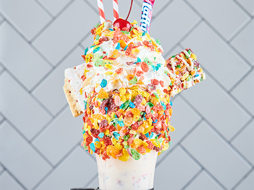 Close up view of the Bam Bam Shake, one of the milkshake we serve at our shake bar near 12 South, Nashville.