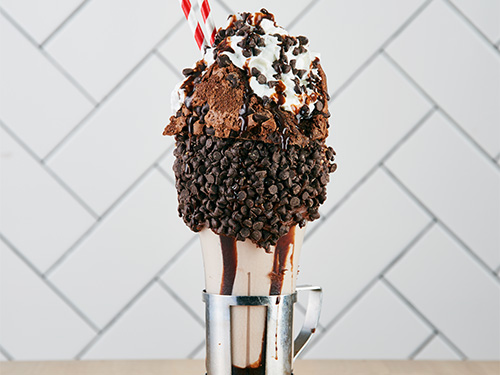 Close up view of the Brooklyn Blackout milkshake, one of our top shakes near Arts District, Nashville.