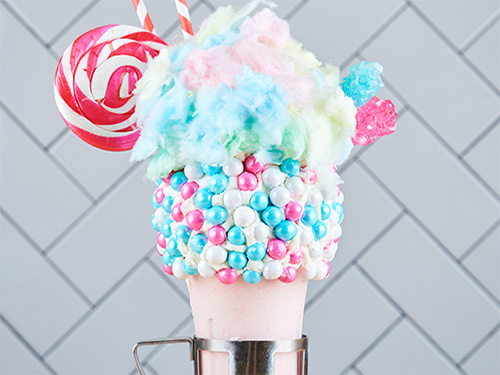 Close up view of our Cotton Candy milkshake, one of our shakes near The New School, New York City.