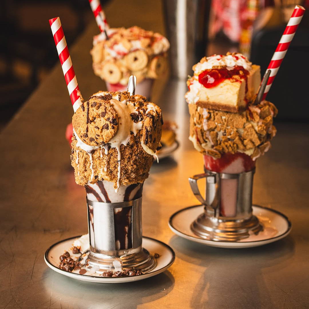 Three of our CrazyShake® milkshakes near Bow, London, United Kingdom.