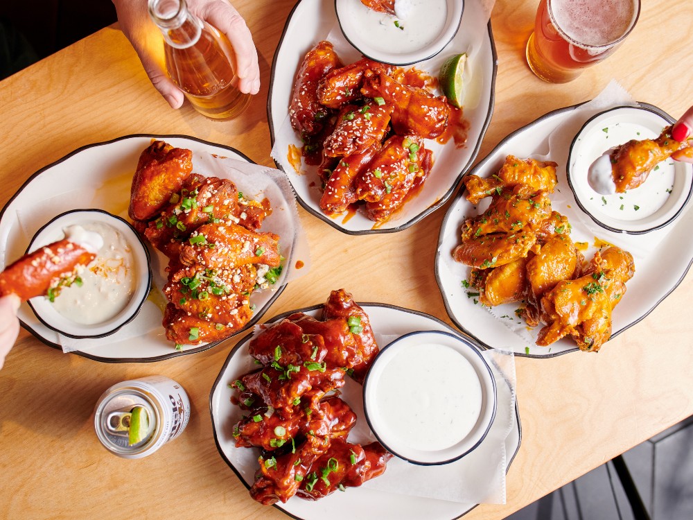 Plates of wings at our Port Authority Big Game restaurant and bar.